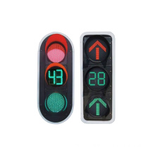 Red yellow and green tricolor led traffic light with countdown timer